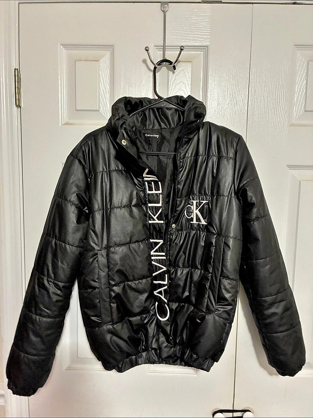 Calvin Klein Logo Placket Puffer Jacket Black